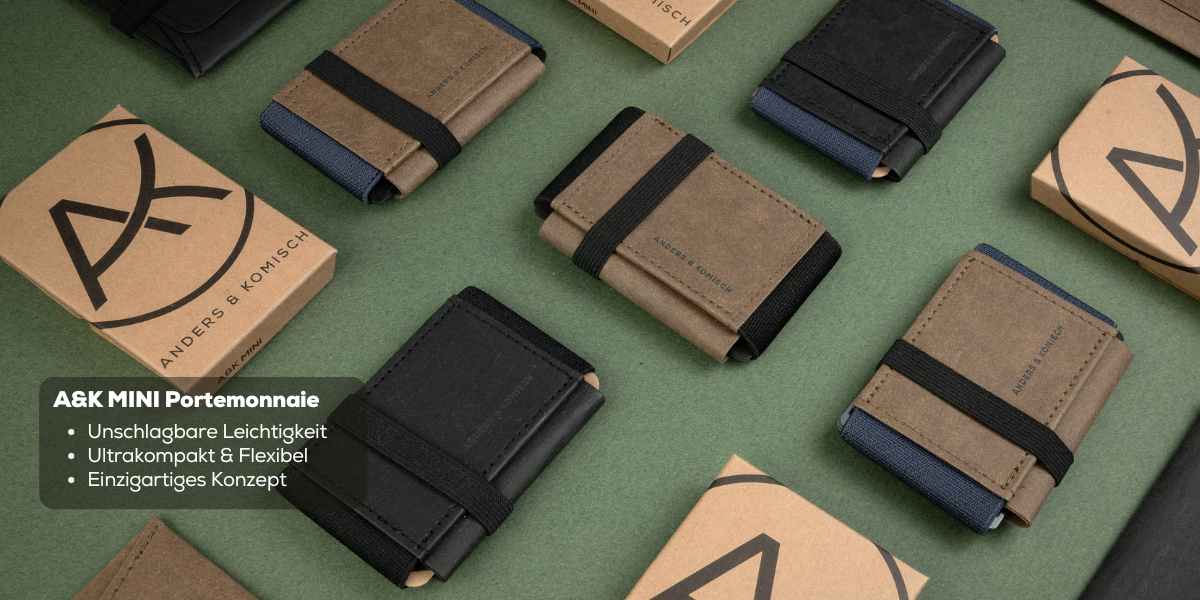 Mini-Portemonnaies mit Münzfach in vielfältigen Farben aus nachhaltigem Papierverbundstoff